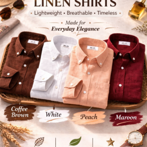 Premium Linen Shirts Combo Pack Set of 4 Lightweight Breathable - Image 1