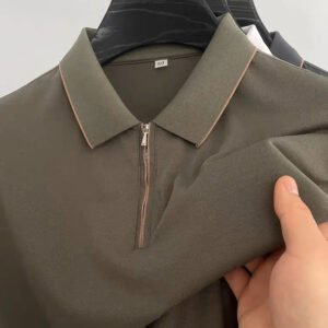 Luxury Men's Short Sleeve Half-Zip Polo Shirt Modern Casual Style - Image 4