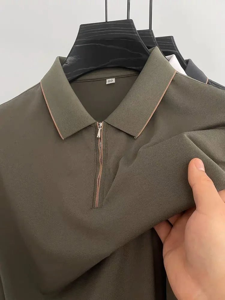 Luxury Men's Short Sleeve Half-Zip Polo Shirt Modern Casual Style