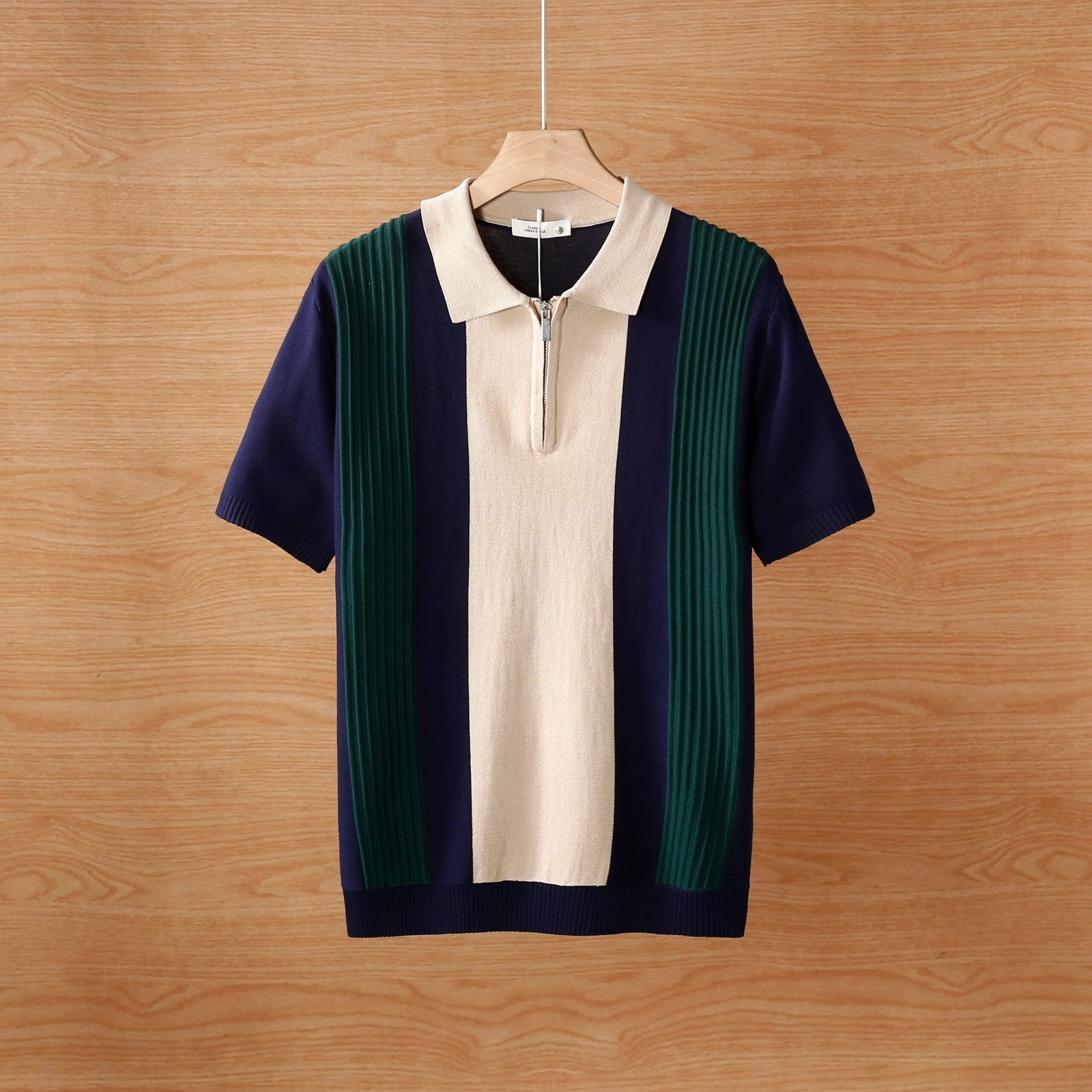 Men's Short Sleeve Color Blocked Knit Polo Shirt Summer Casual - Image 3