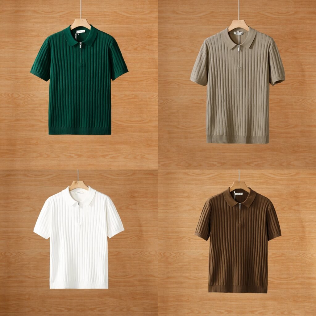 Half Zip Short Sleeve Men's Polo Shirt Pack of Four