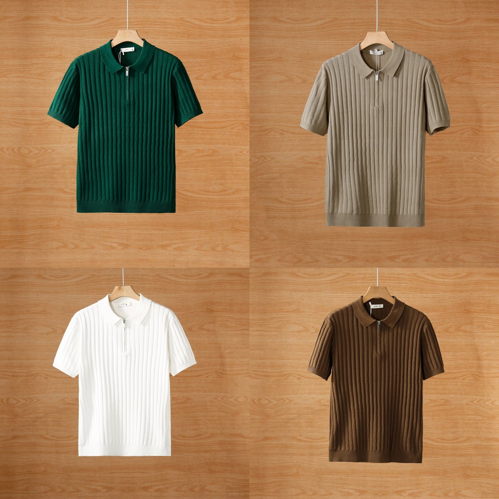Half Zip Short Sleeve Men's Polo Shirt Pack of Four - Image 1