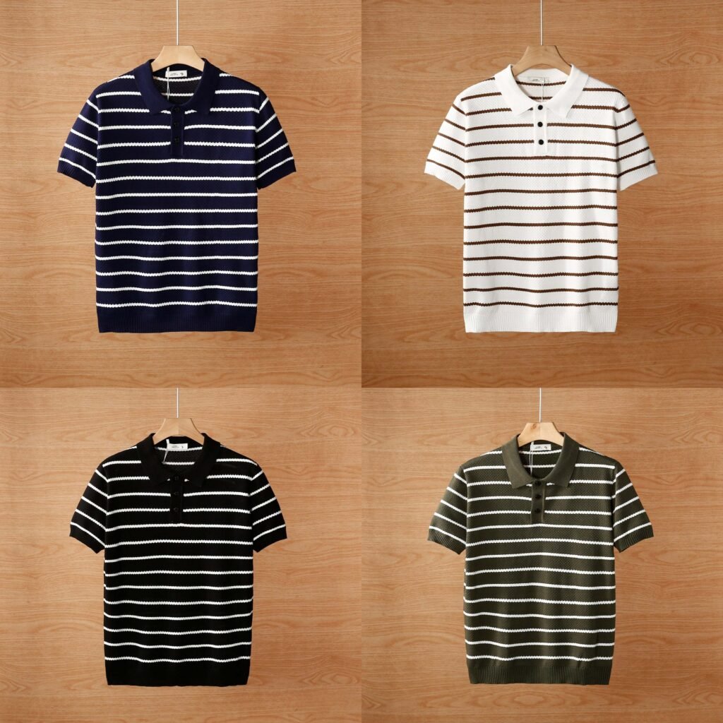 Men's Breathable Ice Silk Knitted Polo Shirts Pack of 4 Summer