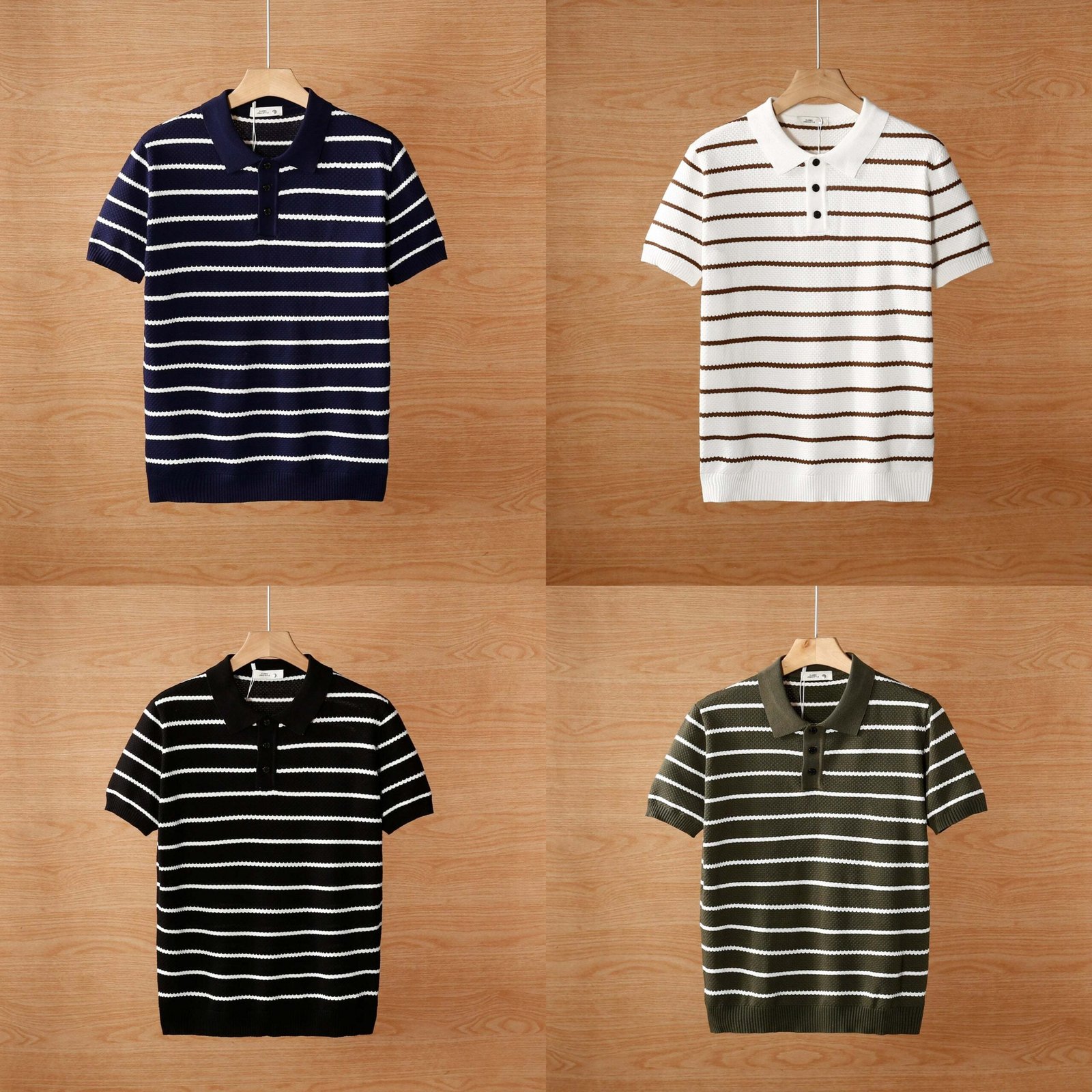 Men's Breathable Ice Silk Knitted Polo Shirts Pack of 4 Summer - Image 1