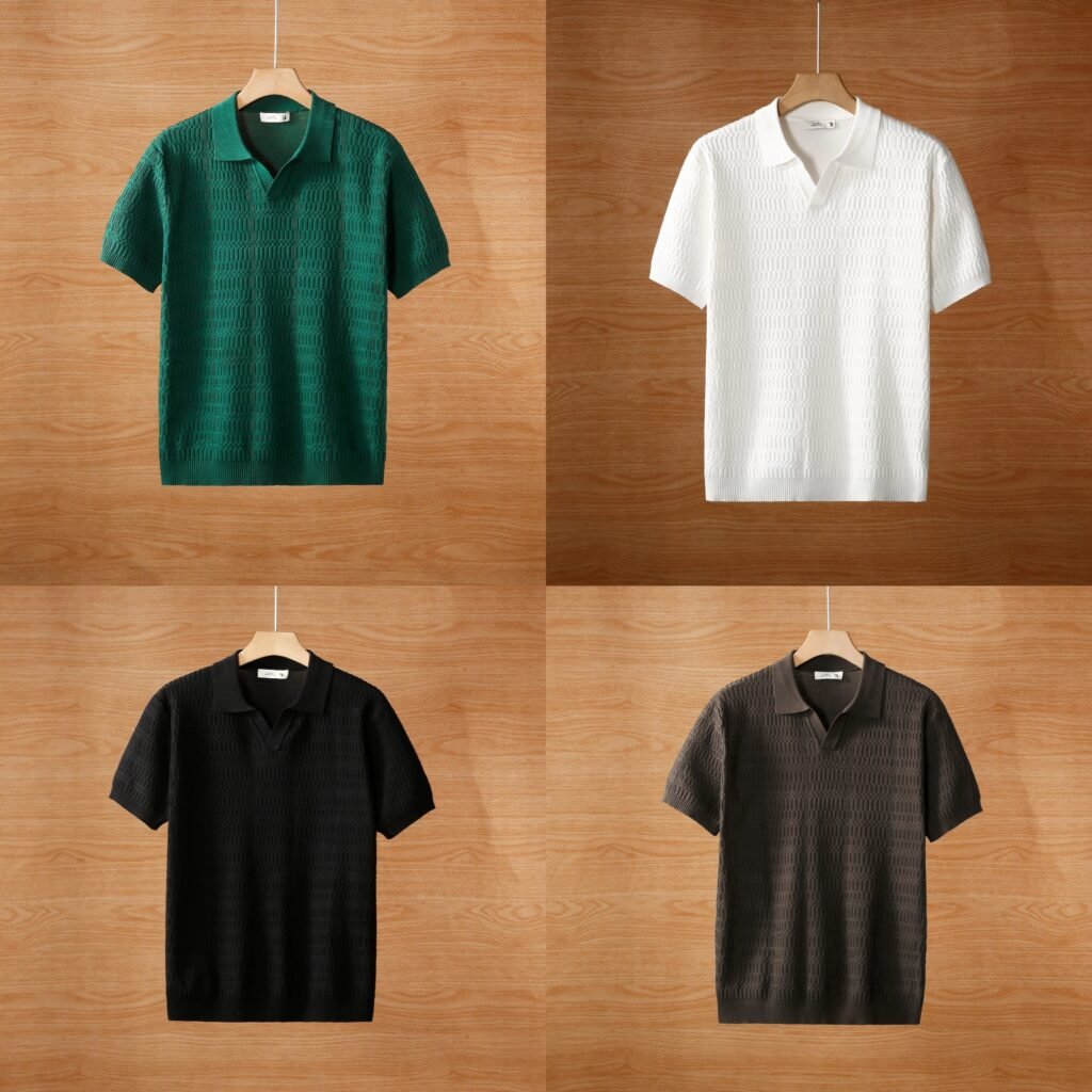 Premium Men's Lapel Short Sleeved Polo T-Shirt Pack of 4