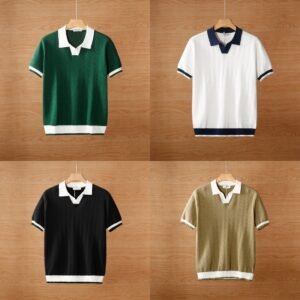 Stylish Breathable Color Blocked Men's Polo T-Shirt Pack of 4 - Image 1