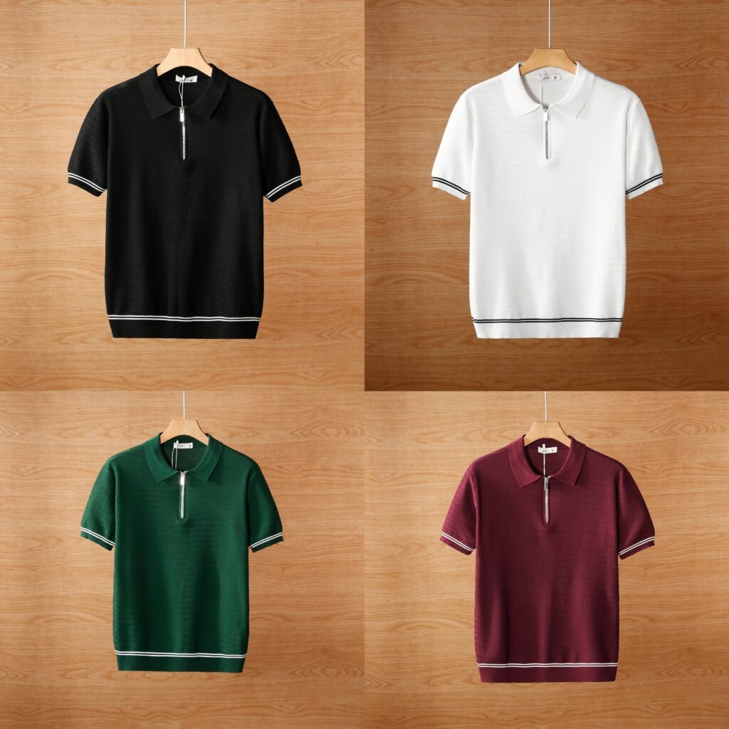 Men's Summer Contrast Collar Polo T-Shirt Pack - 4 Pieces