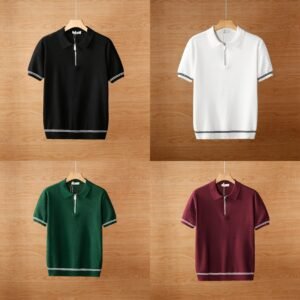 Men's Summer Contrast Collar Polo T-Shirt Pack - 4 Pieces - Image 1