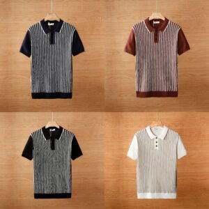 Cool Silk Knitted Jacquard Business Polo T-Shirts Pack of 4 - Image 1