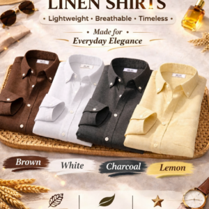 Premium Linen Men's Shirt Combo Pack of 4 Breathable Shirts - Image 1