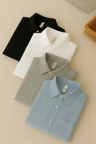 FF4U Premium Cotton Linen Long Sleeve Shirts Pack of 4