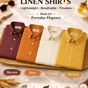 DDSOL Men's Cotton Linen Shirt Pack of 4 Gradient - Image 1