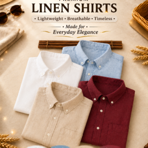Premium Cotton Linen Casual Full Sleeves Shirt Pack of 4 - Image 1