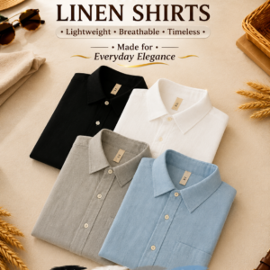 FF4U Premium Cotton Linen Long Sleeve Shirts Pack of 4 - Image 1