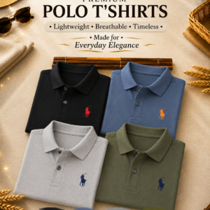 High-End Men's Business Casual Polo T-Shirts Pack of 4 - Image 1