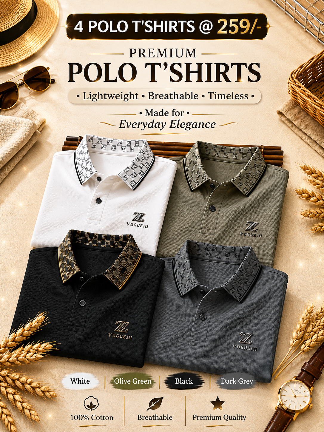 Premium Men's Short Sleeve Polo Shirt Stylish Breathable Casual Wear - Image 1