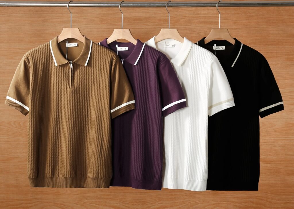 Summer Color-Blocked Zip Polo Shirt Pack of 4 for Men