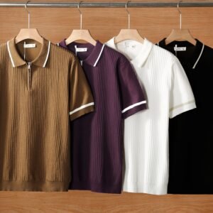 Summer Color-Blocked Zip Polo Shirt Pack of 4 for Men - Image 2
