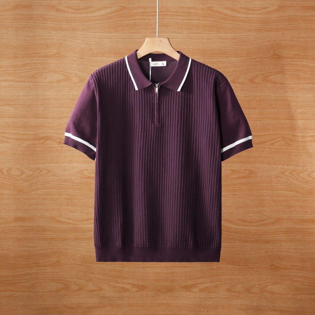 Summer Color-Blocked Zip Polo Shirt Pack of 4 for Men