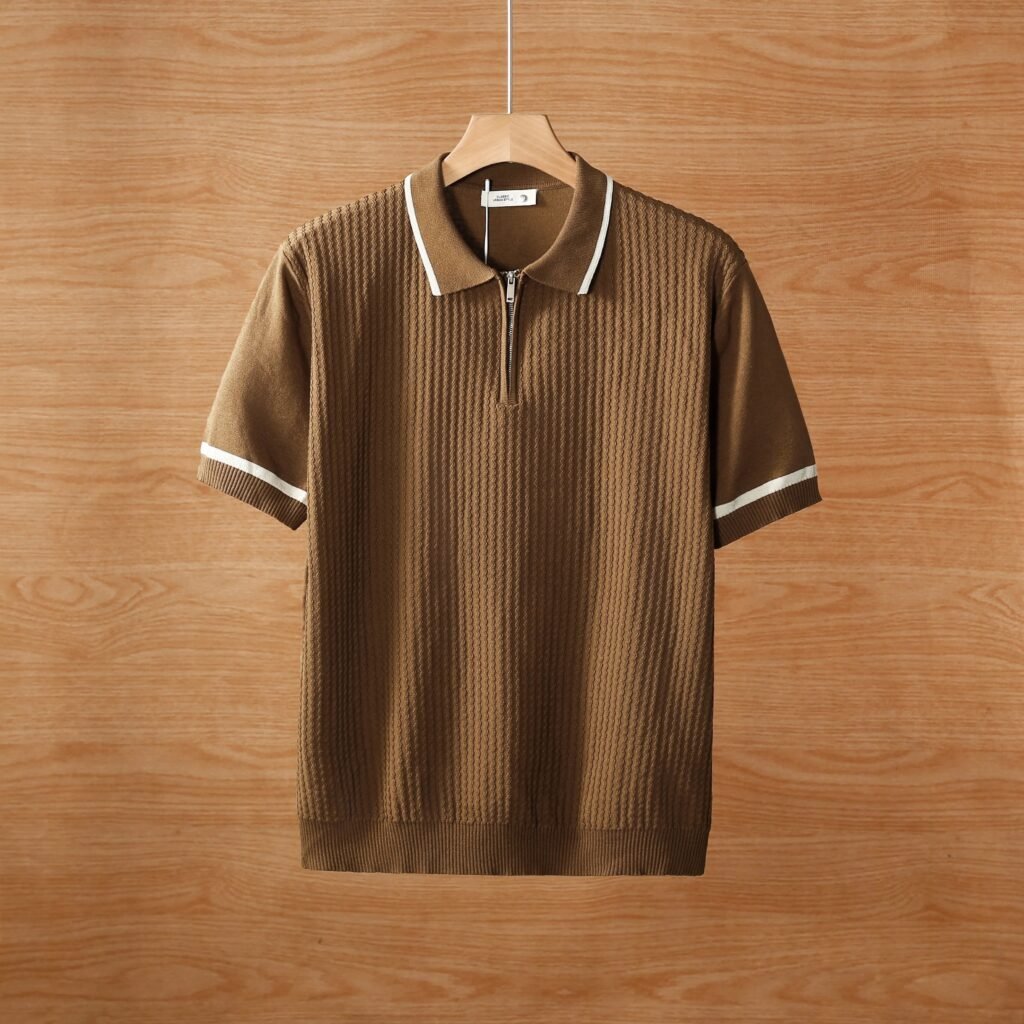 Summer Color-Blocked Zip Polo Shirt Pack of 4 for Men