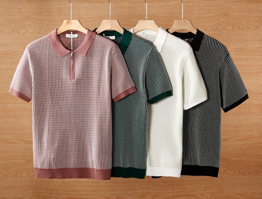 Men's Knitted Hollow Ice Silk Polo Shirt 4-Pack Set