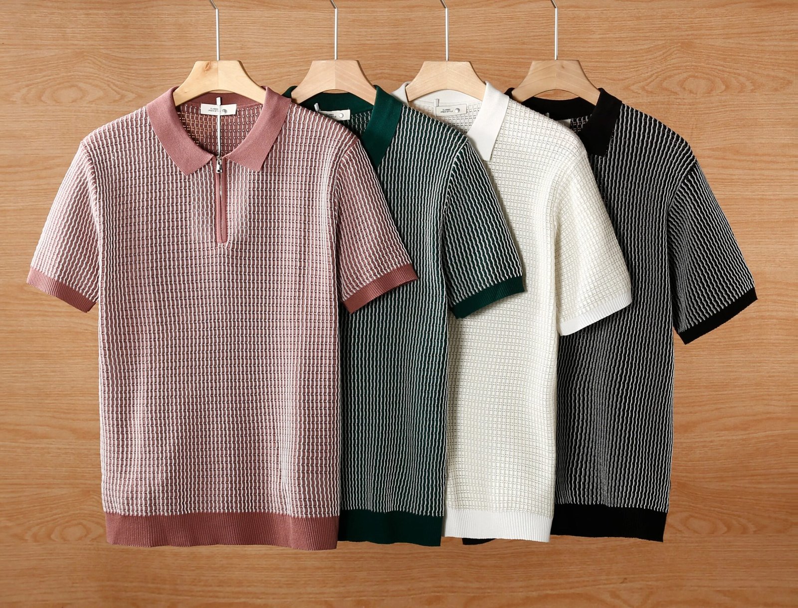 Men's Knitted Hollow Ice Silk Polo Shirt 4-Pack Set - Image 2