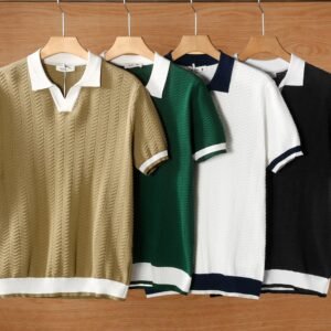 Stylish Breathable Color Blocked Men's Polo T-Shirt Pack of 4 - Image 3