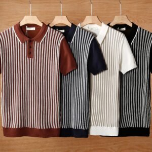 Cool Silk Knitted Jacquard Business Polo T-Shirts Pack of 4 - Image 2